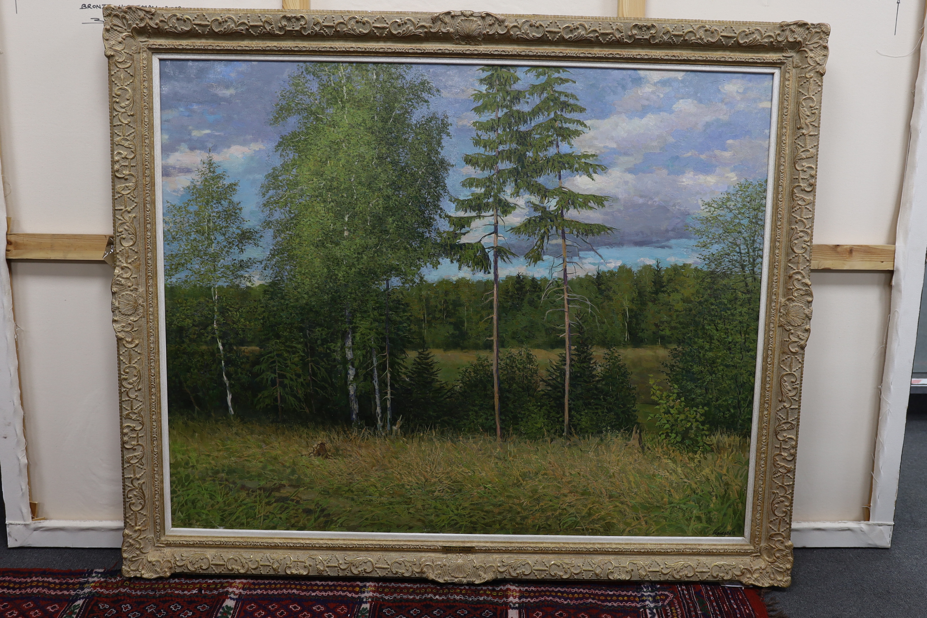 Nadejda Borisova, oil on canvas, ‘At The Edge of the Forest’, signed and dated verso 1999/2000, 110 x 139cm